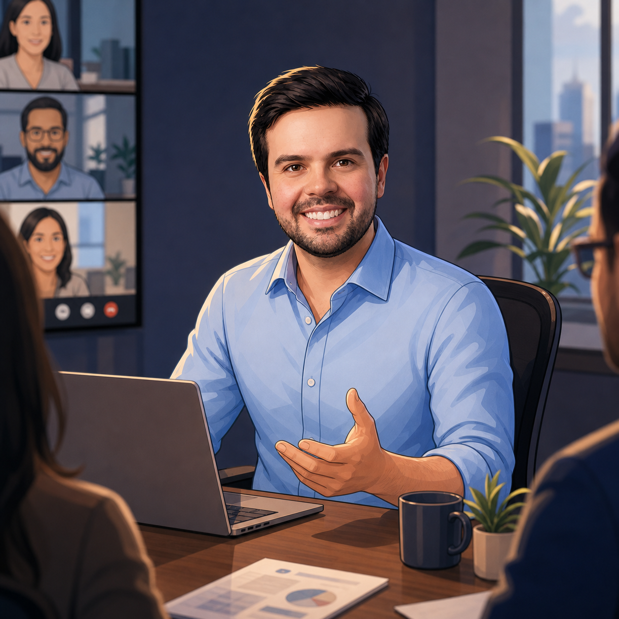 Joselito Júnior in a professional meeting illustration